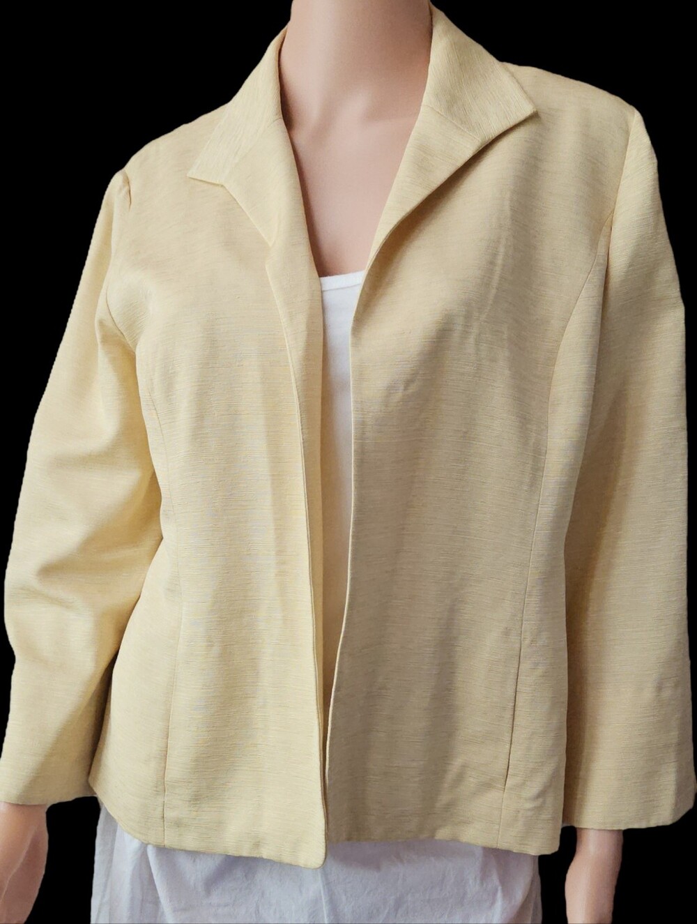 Dué Per Dué  Vintage Yellow  100% Silk Open-Front Jacket Size 12P